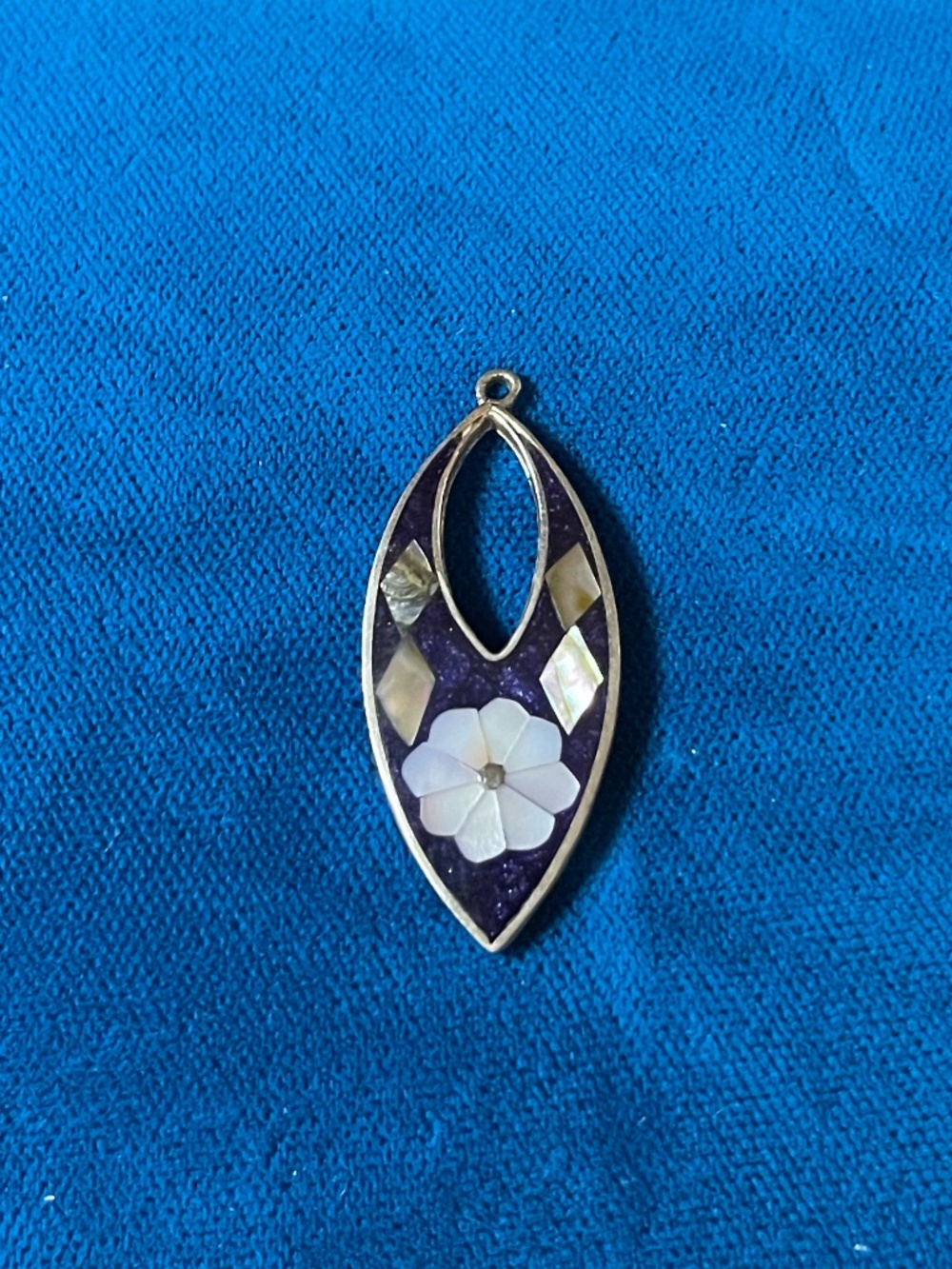 Vintage Alpaca Silver Pendant with Abalone Inlay